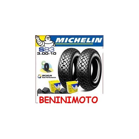 KIT 2 COPERTONE PNEUMATICO CAMERA D'ARIA 3.00.10 MICHELIN S83