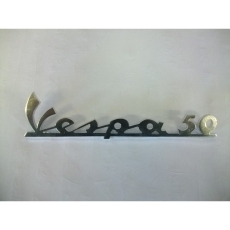 TARGHETTA SCRITTA "VESPA 50" ANTERIORE ALLUMINIO