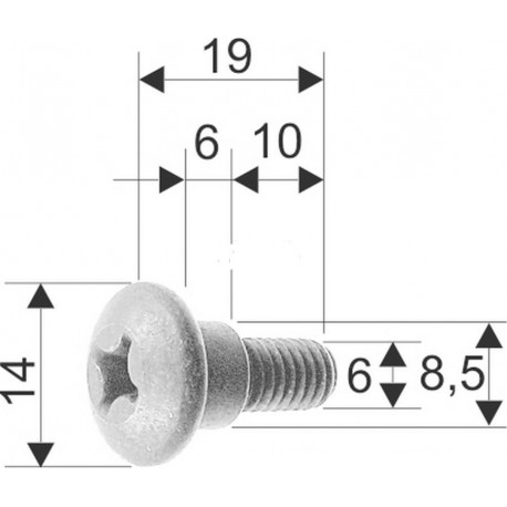 VITE TESTA A CROCE PER CARROZZERIA PIAGGIO-GILERA D.14X19MM